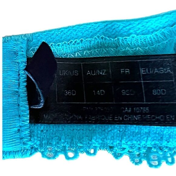 Heidi Klum Blue Lace Full Coverage Padded Bra Size 36D - Picture 4 of 4